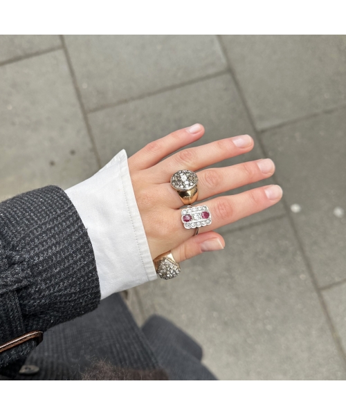 18K Gold, Vintage Diamond Ring - 2