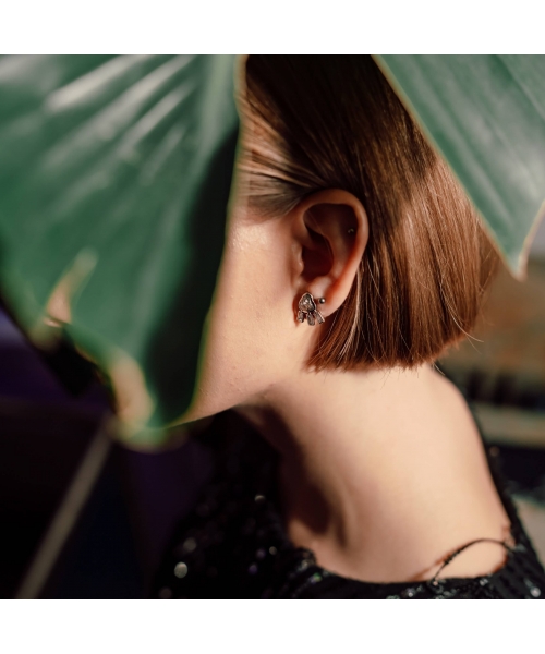 14K Gold Earrings with Raw Diamonds and Baguets - 4