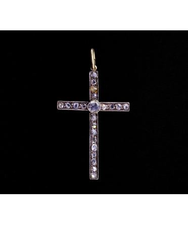 Zawieszka krzyżyk z rozetami diamentowymi, XIX/XX w., Złoto 585, Srebro - 1
