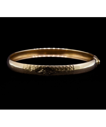 14K Gold Hammered Bracelet, Hungary - 1