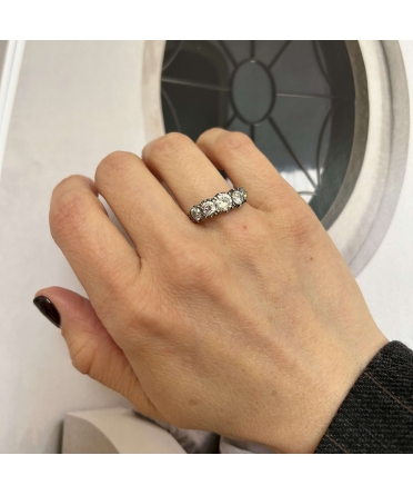 14K Gold, Silver, 1.39 ctw Diamond Ring, 1st Half of the 20th Century - 2