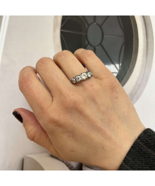 14K Gold, Silver, 1.39 ctw Diamond Ring, 1st Half of the 20th Century - 2