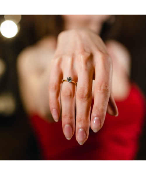 Pierścionek zaręczynowy z brylantem 0,75 ct Syncret Classy, Złoto 585 - 2