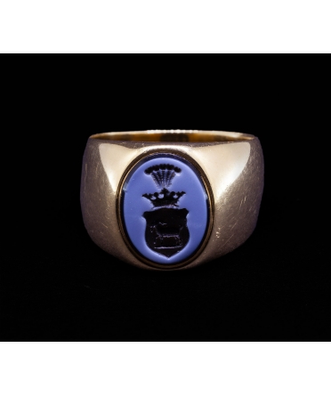 14K Gold, Heraldic Signet Ring with Bicolour Onyx, Prague 1872–1922 - 1