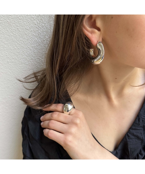 Irregularly Shaped Hoop Earrings, Sterling Silver - 2