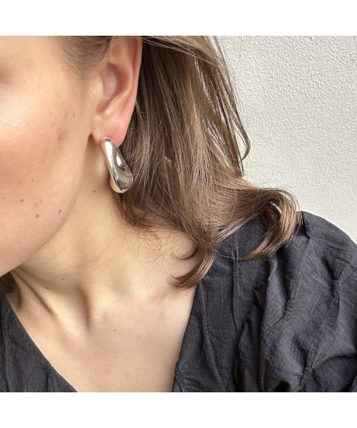 Irregularly Shaped Hoop Earrings, Sterling Silver - 4