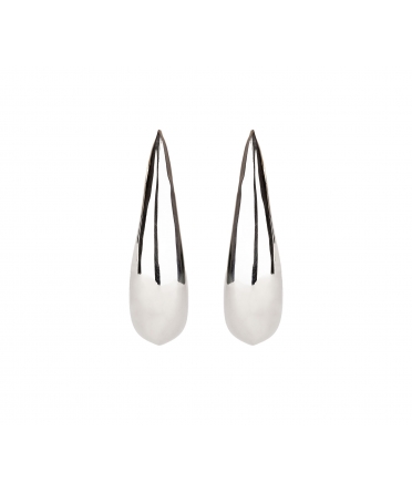 Irregularly Shaped Oval Earrings, Sterling Silver - 1