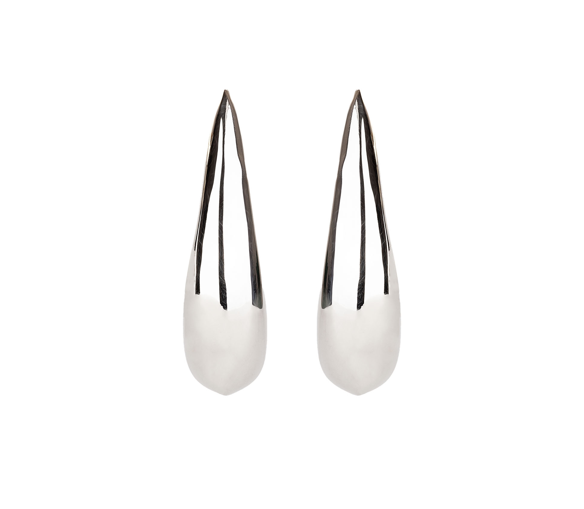 Irregularly Shaped Oval Earrings, Sterling Silver - 1 Irregularly Shaped Oval Earrings, Sterling Silver - 1