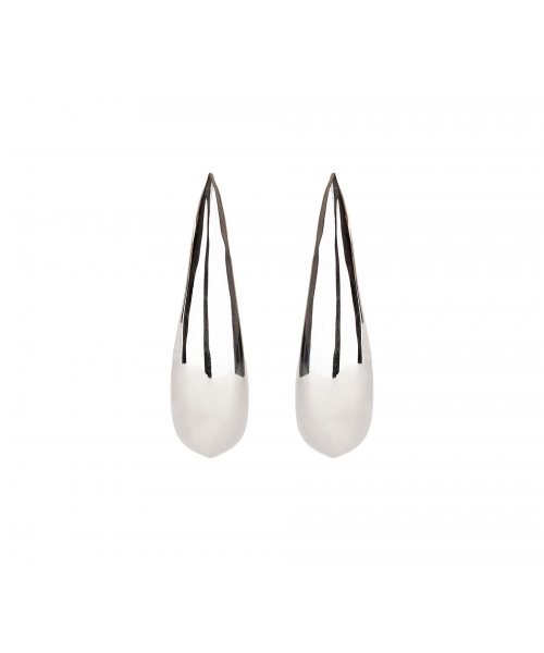 Irregularly Shaped Oval Earrings, Sterling Silver - 1
