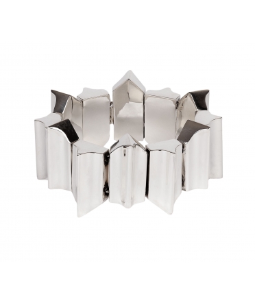 Sterling Silver, Wide Geometric Bracelet - 1
