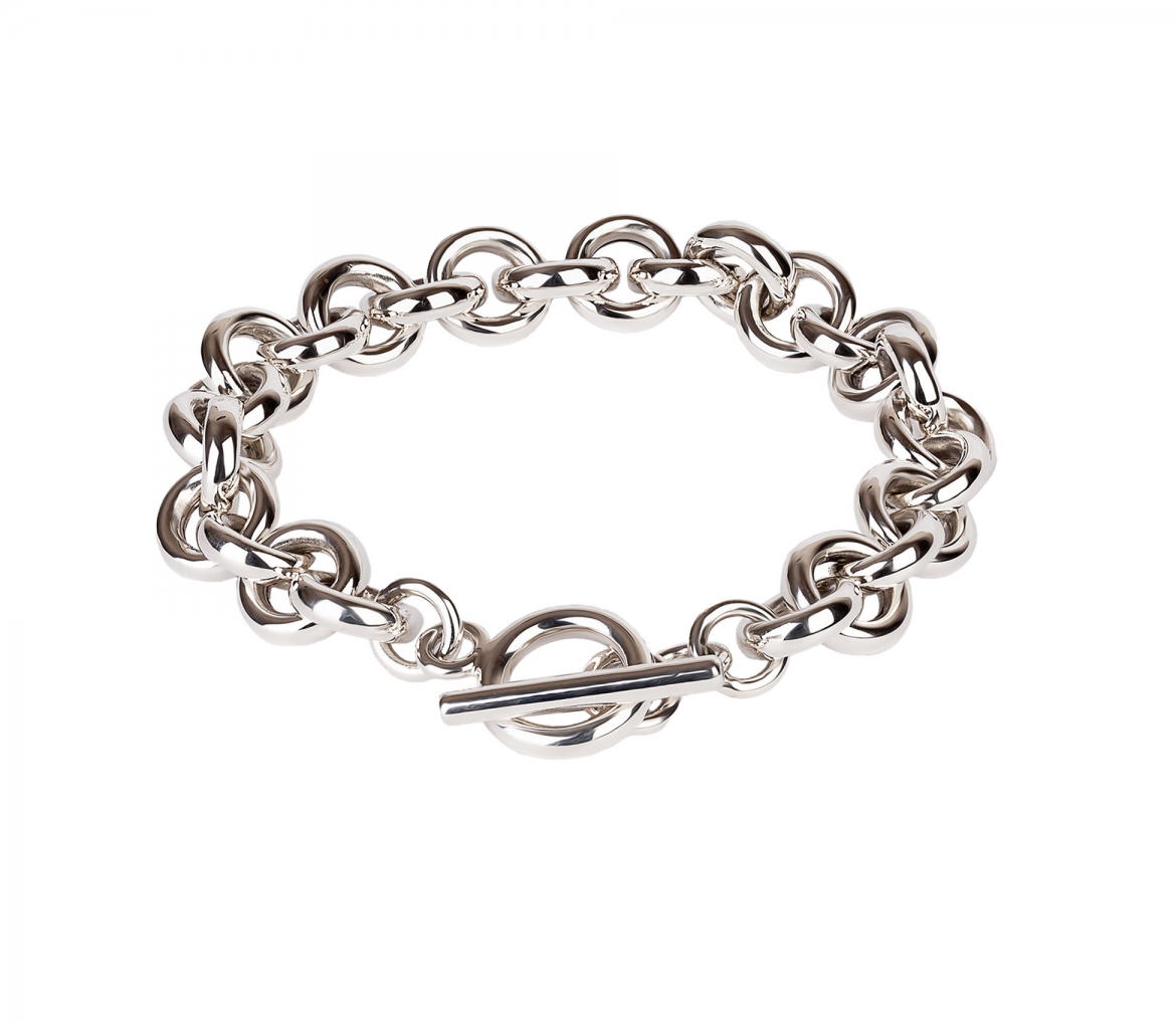 Sterling Silver Rollo Bracelet with Toggle Clasp - 1
