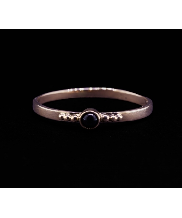 14K Rose Gold, Black Stone Vintage Ring - 1