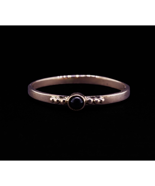 14K Rose Gold, Black Stone Vintage Ring - 1