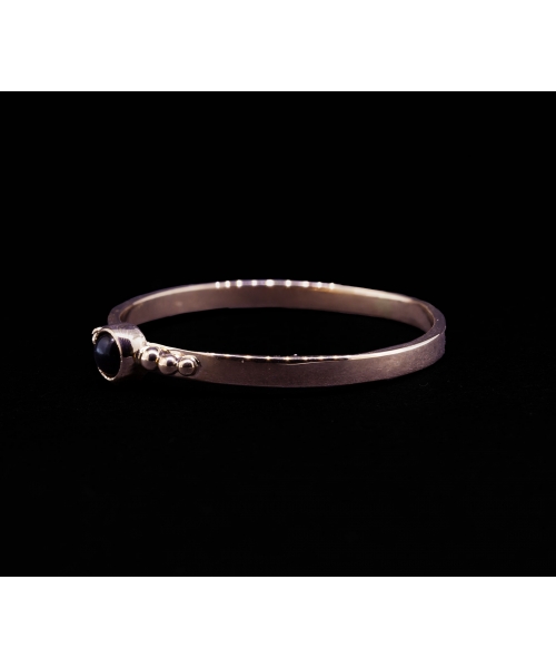 14K Rose Gold, Black Stone Vintage Ring - 2