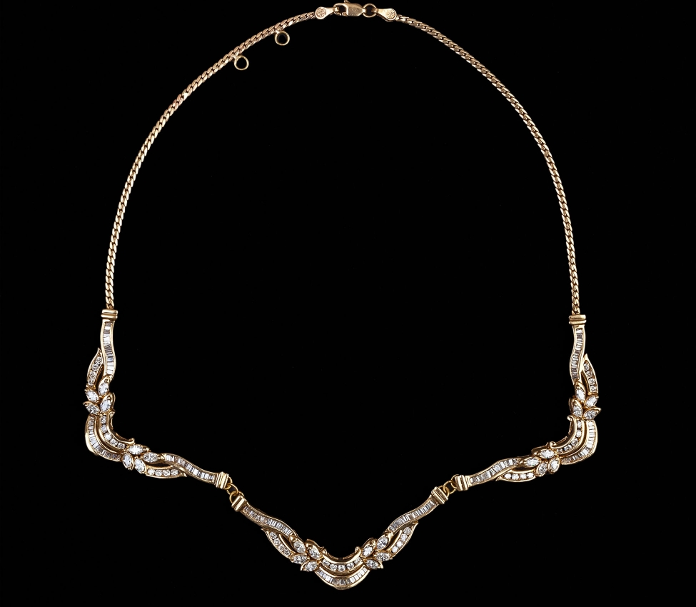 Kolia z diamentami 3,76 ct, Vintage, Złoto 375 - 1