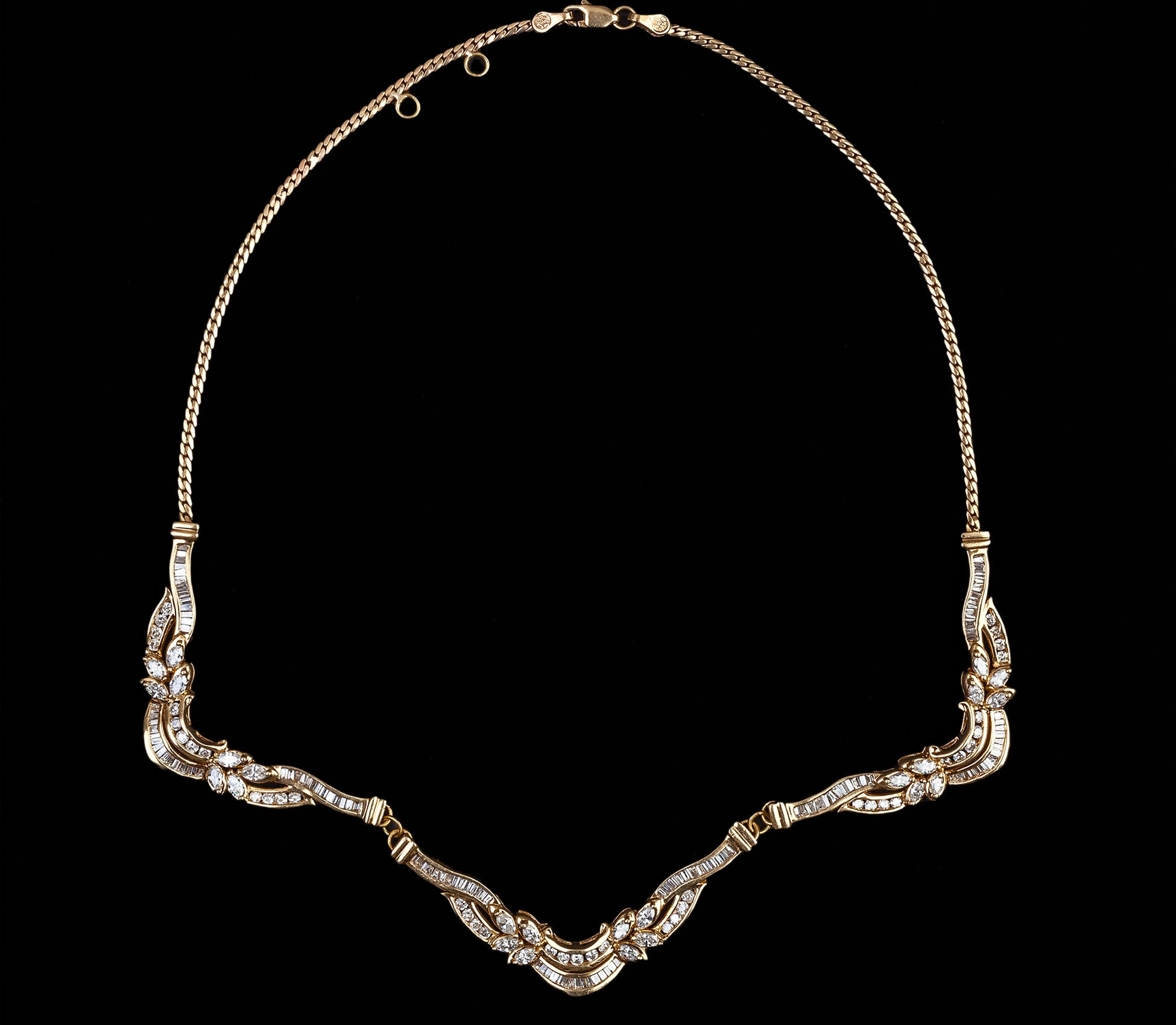 Kolia z diamentami 3,76 ct, Vintage, Złoto 375 - 1 Kolia z diamentami 3,76 ct, Vintage, Złoto 375 - 1