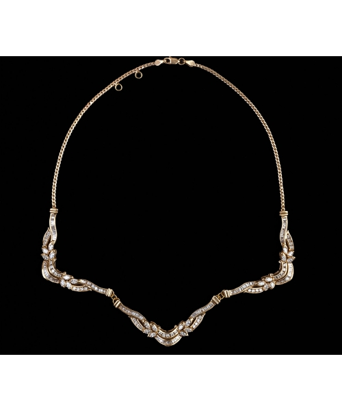 Kolia z diamentami 3,76 ct, Vintage, Złoto 375 - 1