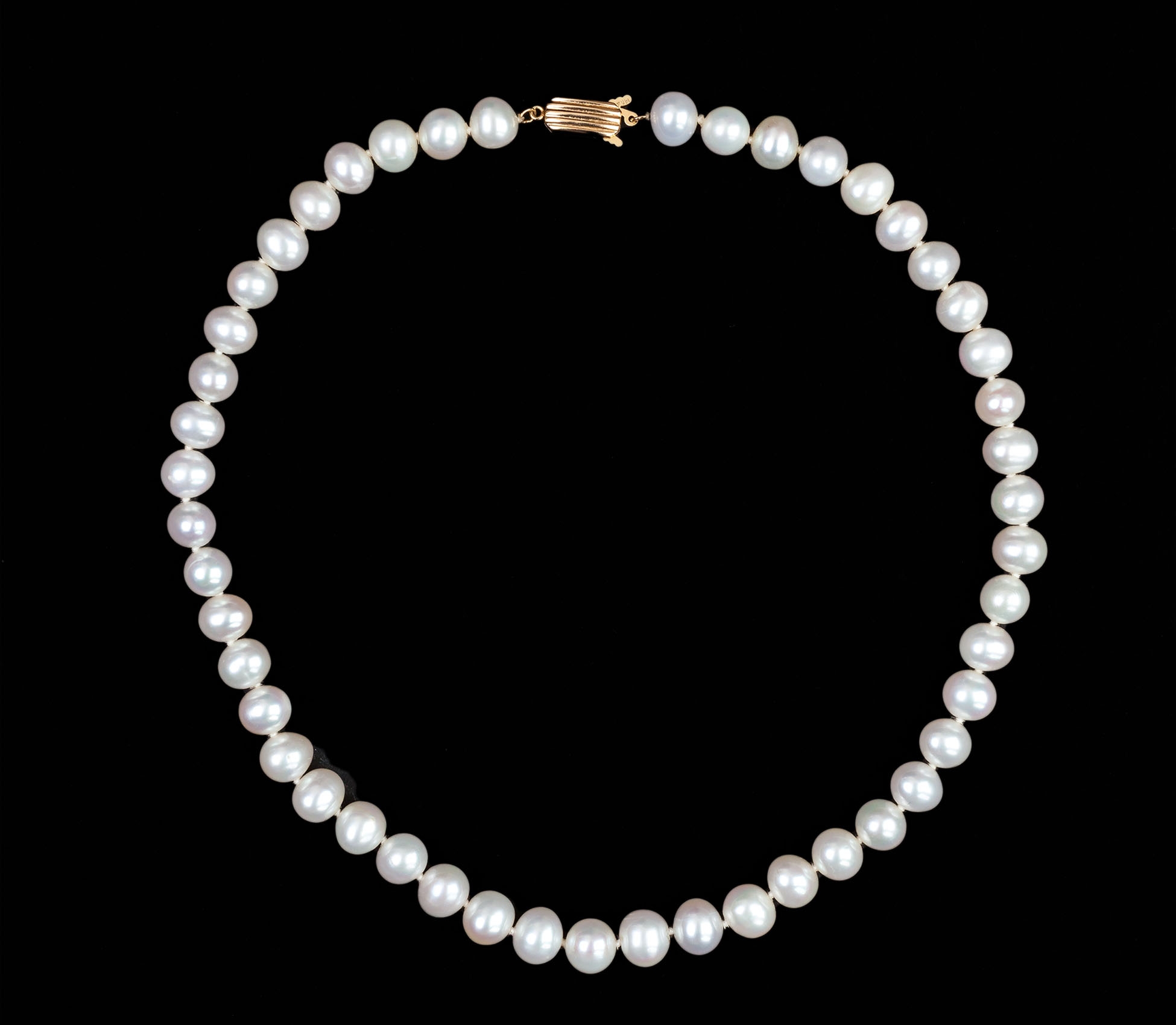 14K Gold, Freshwater White Pearl Necklace, Vintage - 1 14K Gold, Freshwater White Pearl Necklace, Vintage - 1