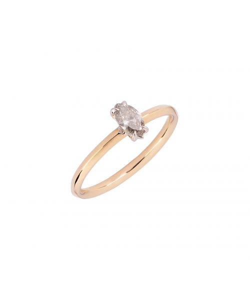 Pierścionek Simple Fantasy z diamentem Salt & Pepper w szlifie Marquise, Złoto 585 - 2