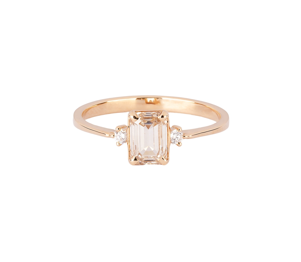 Pierścionek z diamentem 1 ct w szlifie Emerald, Złoto 585 - 1