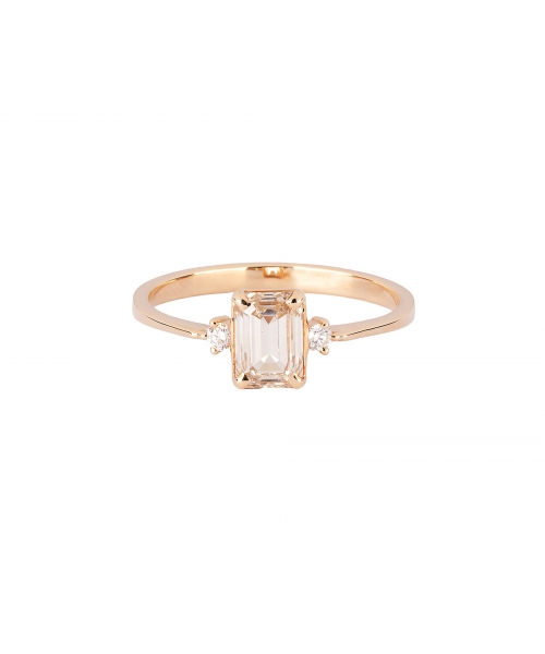 Pierścionek z diamentem 1 ct w szlifie Emerald, Złoto 585 - 1