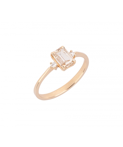 Pierścionek z diamentem 1 ct w szlifie Emerald, Złoto 585 - 2