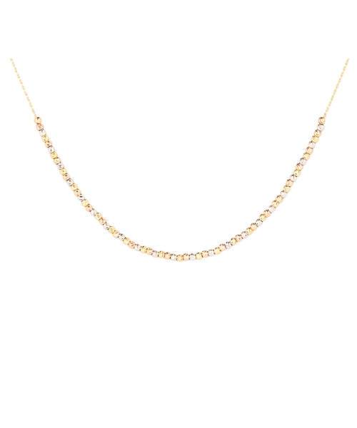 14K Gold, Chain Necklace with Golden Beads - 1