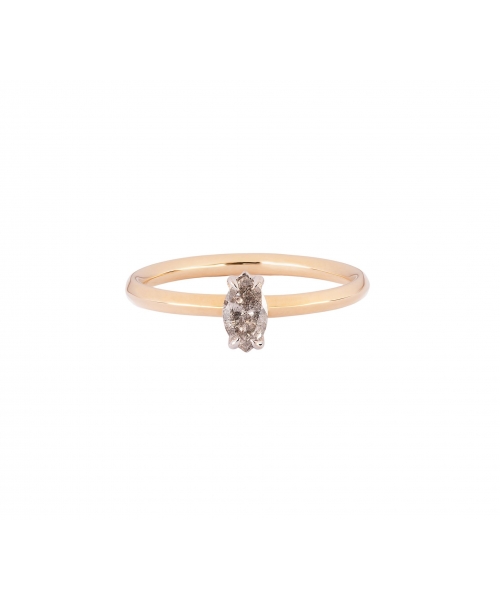 Pierścionek Simple Fantasy z diamentem Salt & Pepper w szlifie Marquise, Złoto 585 - 1