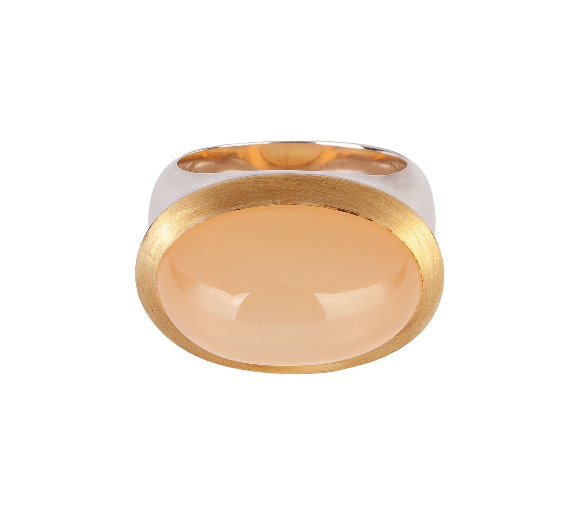 24K Gold, Sterling Silver, Moonstone Signet Ring - 1 24K Gold, Sterling Silver, Moonstone Signet Ring - 1