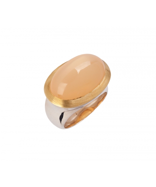 24K Gold, Sterling Silver, Moonstone Signet Ring - 2