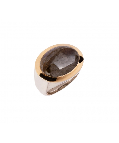 24K Gold, Sterling Silver, Moonstone Signet Ring - 2