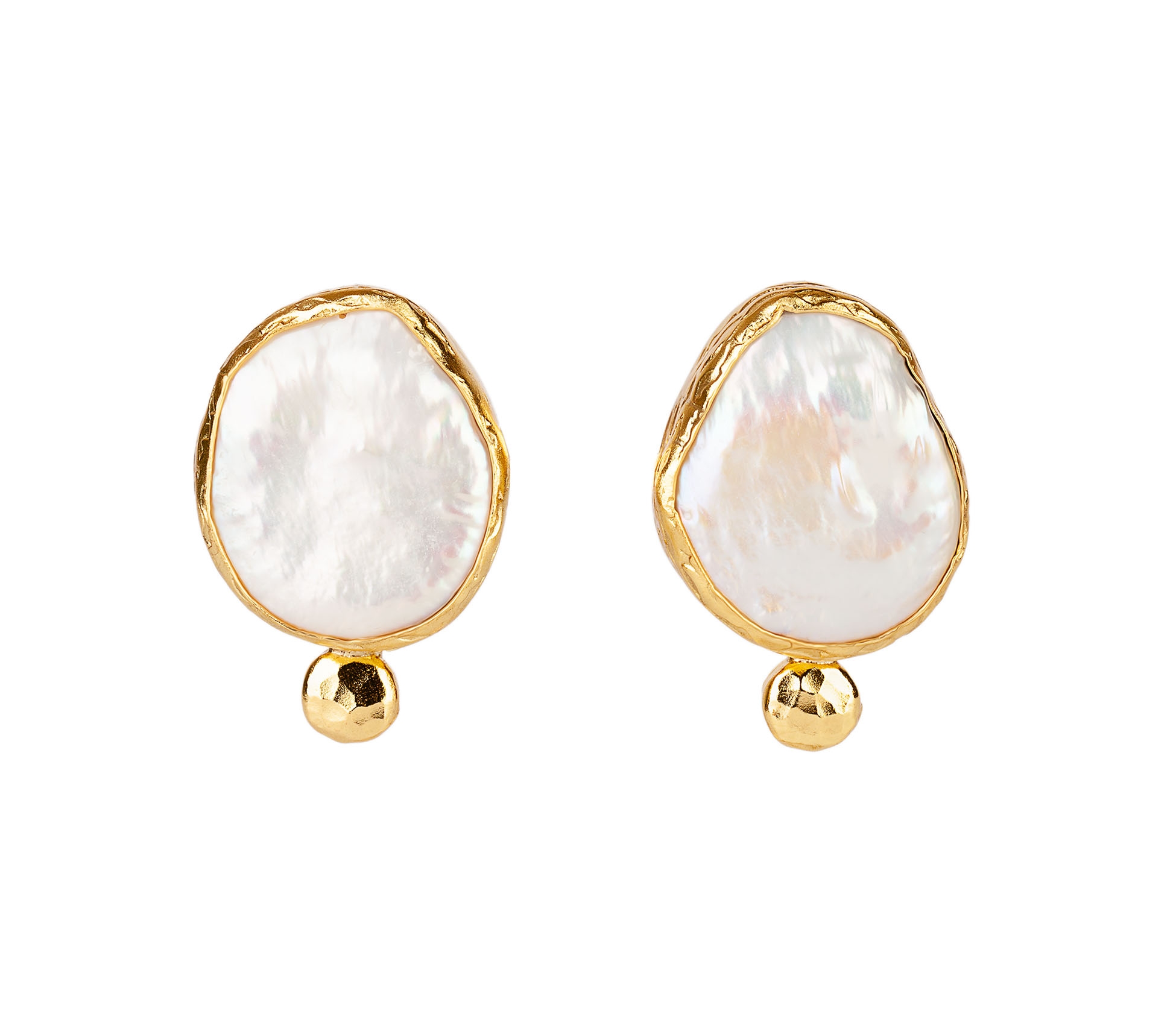 Gold-Plated Bronze Artistic Pearl Earrings - 1 Gold-Plated Bronze Artistic Pearl Earrings - 1