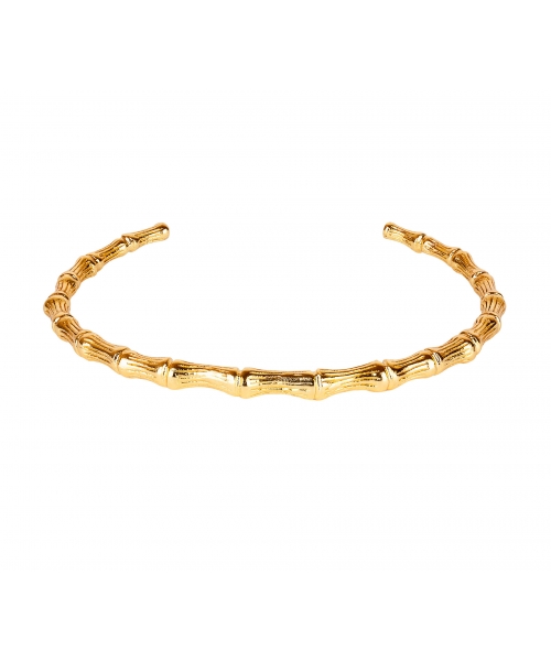 Gold-Plated Bronze Stiff Bamboo Bracelet - 1