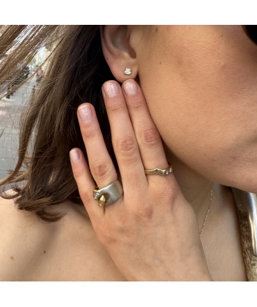 18K Gold, Vintage Diamond Ring, Alessandria, Italy, 1980s - 4