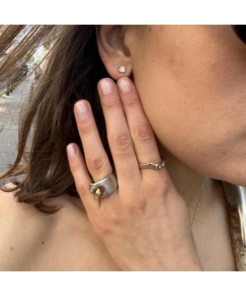 18K Gold, Vintage Diamond Ring, Alessandria, Italy, 1980s - 4