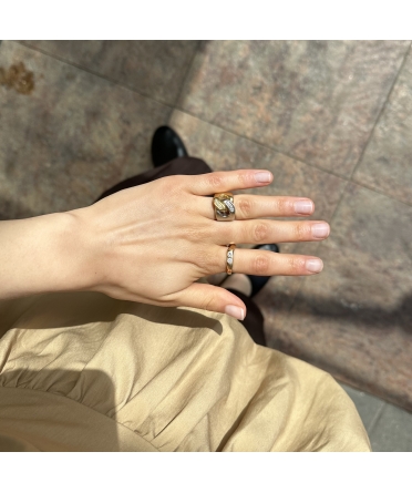 18K Gold, Vintage Diamond Ring, Alessandria, Italy, 1980s - 5