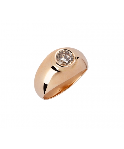 Sygnet z diamentem 1 ct Brownish Yellow, Złoto 585 - 1