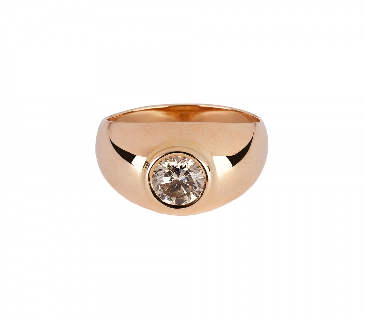 Sygnet z diamentem 1 ct Brownish Yellow, Złoto 585 - 2