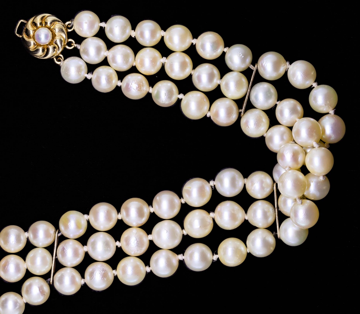 Bransoleta z pereł słodkowodnych, Vintage, Złoto 585 - 1