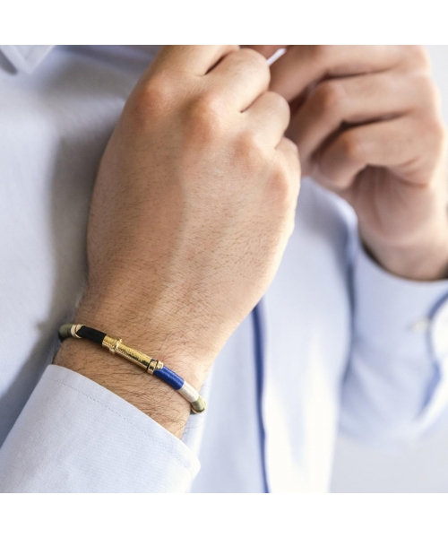 Leather bracelet with handmade gold elements and silk threads - 2