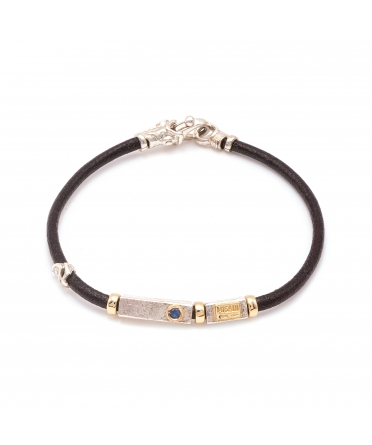 Leather Bracelet with Handmade 18K Gold and Silver elements - 1
