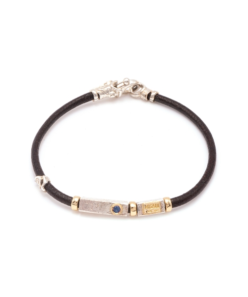Leather Bracelet with Handmade 18K Gold and Silver elements - 1