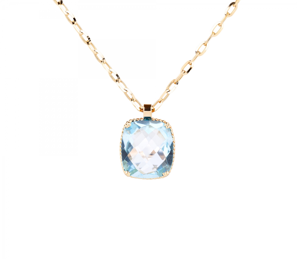 14K Gold Dolce Vita Pendant with Topaz Sky Blue - 1