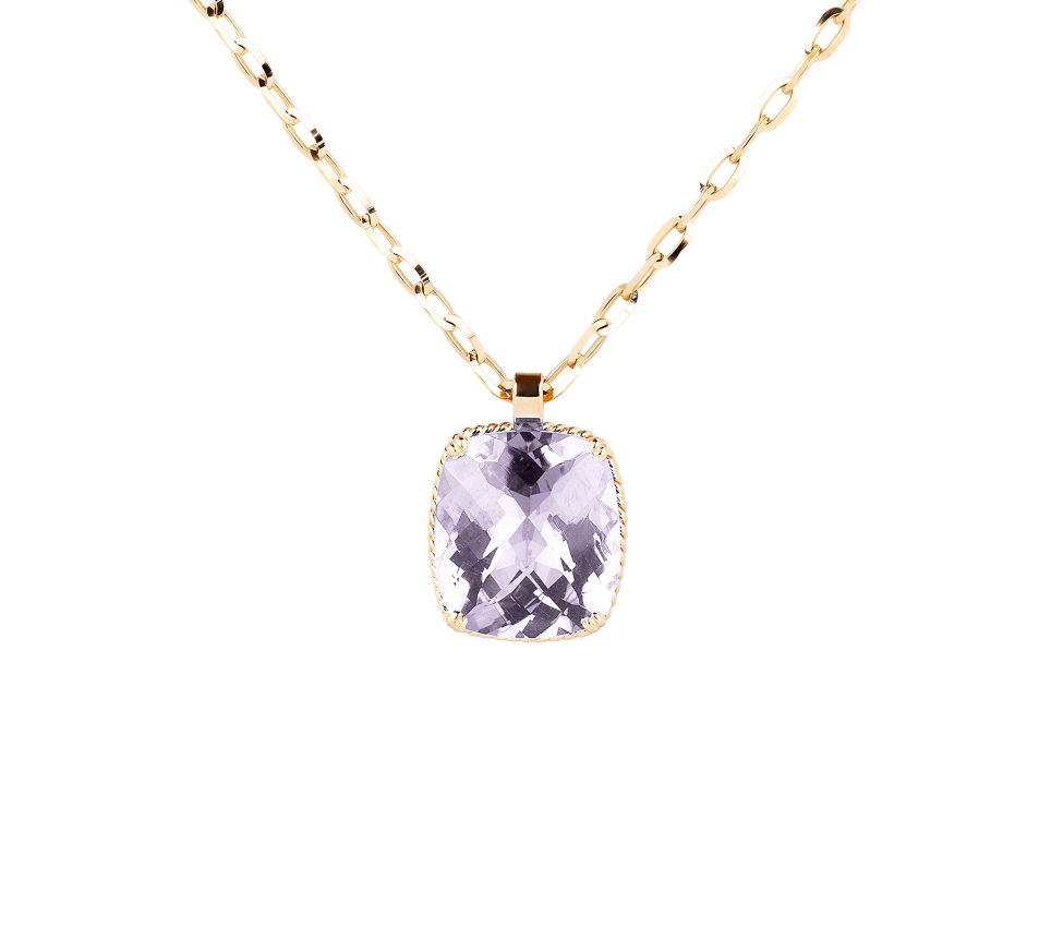 14K Gold Dolce Vita Pendant with Rose Amethyst - 1