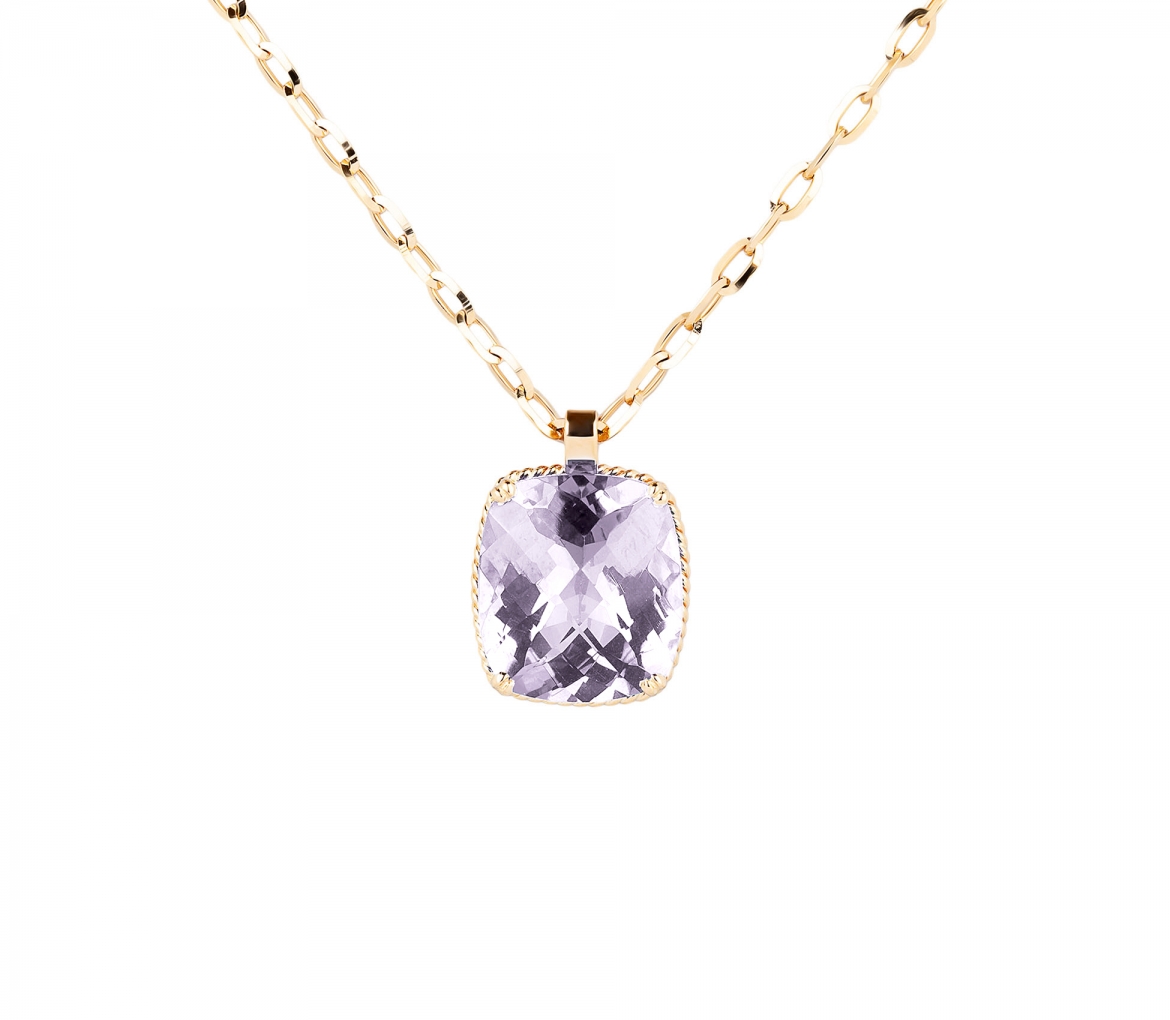 14K Gold Dolce Vita Pendant with Rose Amethyst - 1
