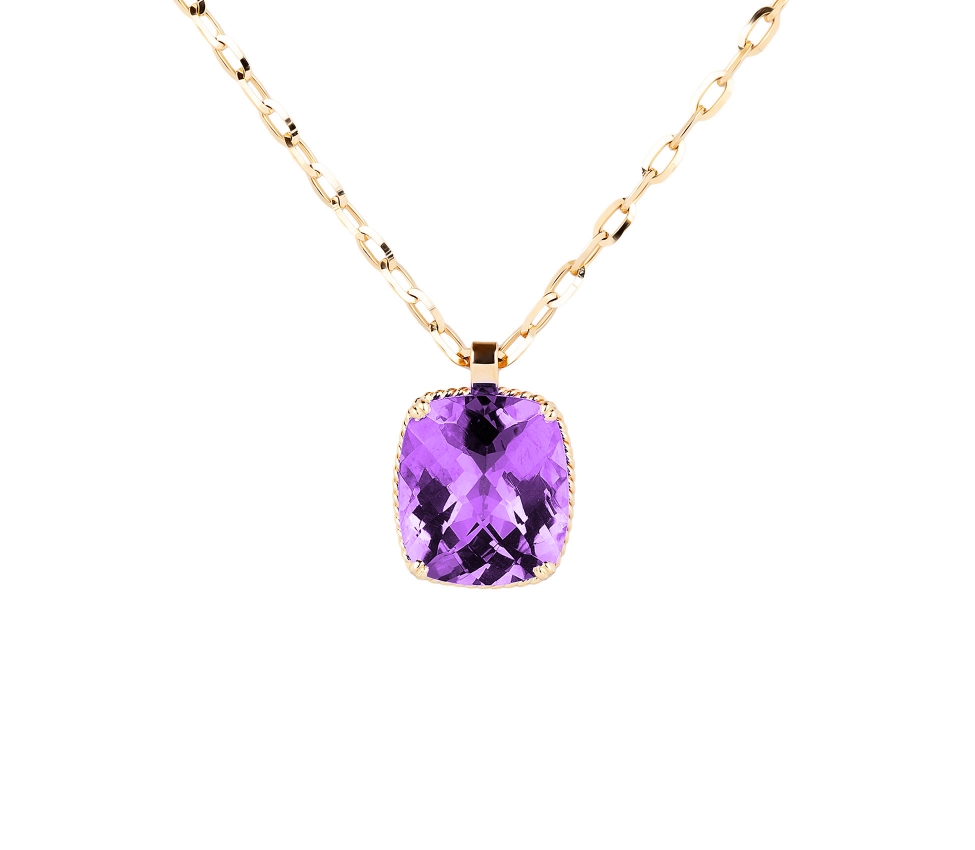14K Gold Dolce Vita Pendant with Dark Amethyst - 1