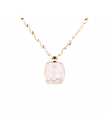 14K Gold Dolce Vita Pendant with Rose Quartz - 1