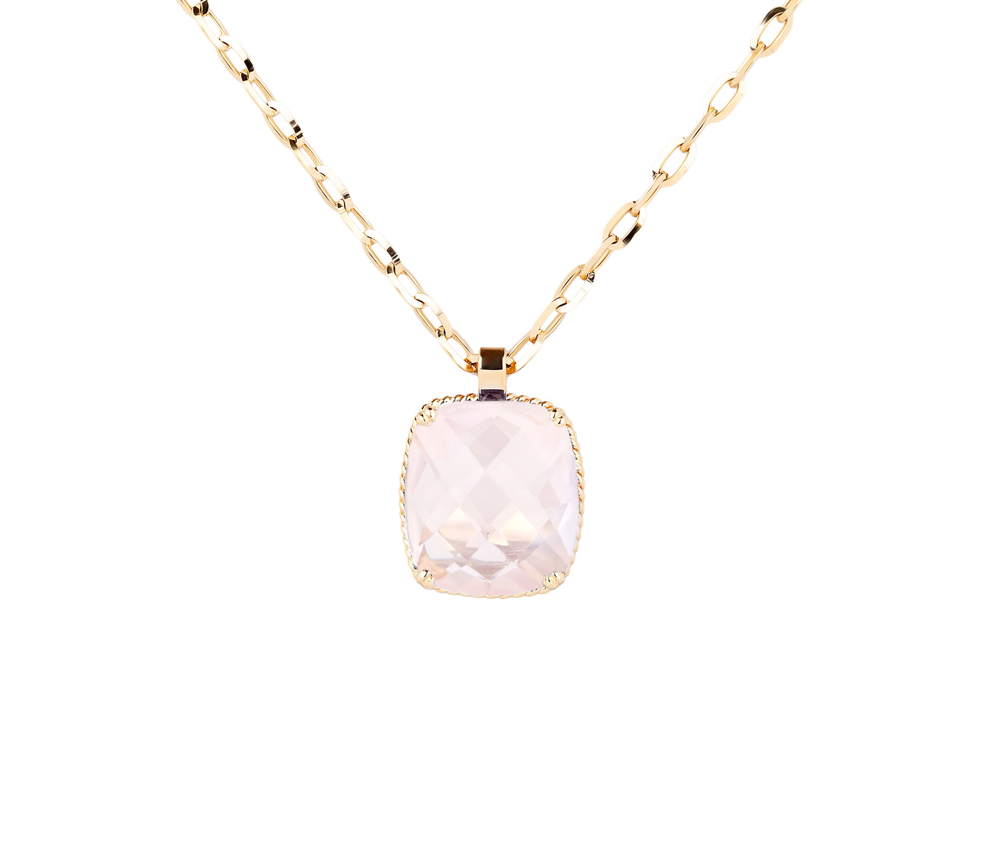 14K Gold Dolce Vita Pendant with Rose Quartz - 1 14K Gold Dolce Vita Pendant with Rose Quartz - 1