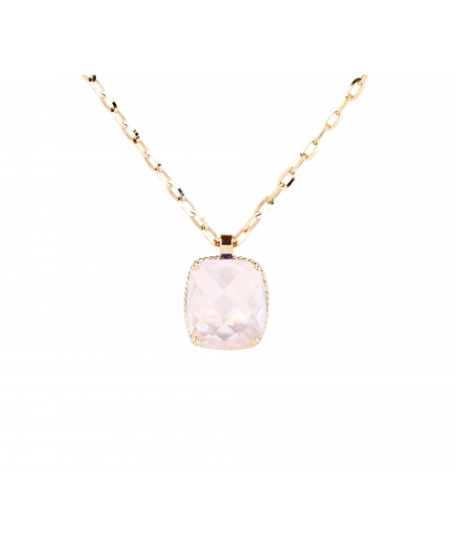 14K Gold Dolce Vita Pendant with Rose Quartz - 1