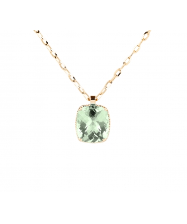 14K Gold Dolce Vita Pendant with Rose Quartz - 1